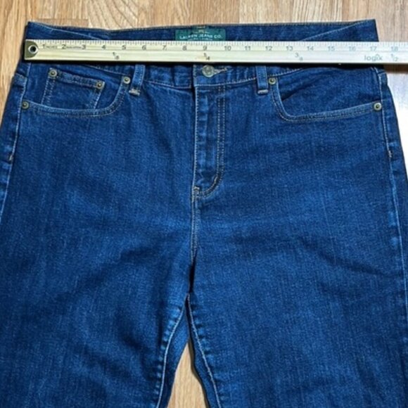 Lauren Ralph Lauren Stretch Blue Denim High Waisted Bootcut Jeans Size 14 - Picture 6 of 14